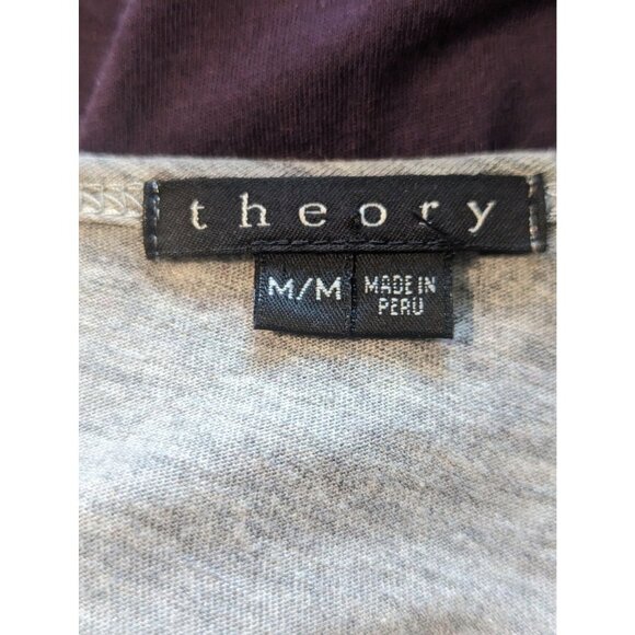 Theory Color Blocking Grey & Purple Casual A-line Dress w/Silk Tie Sash Sz M - Picture 8 of 11